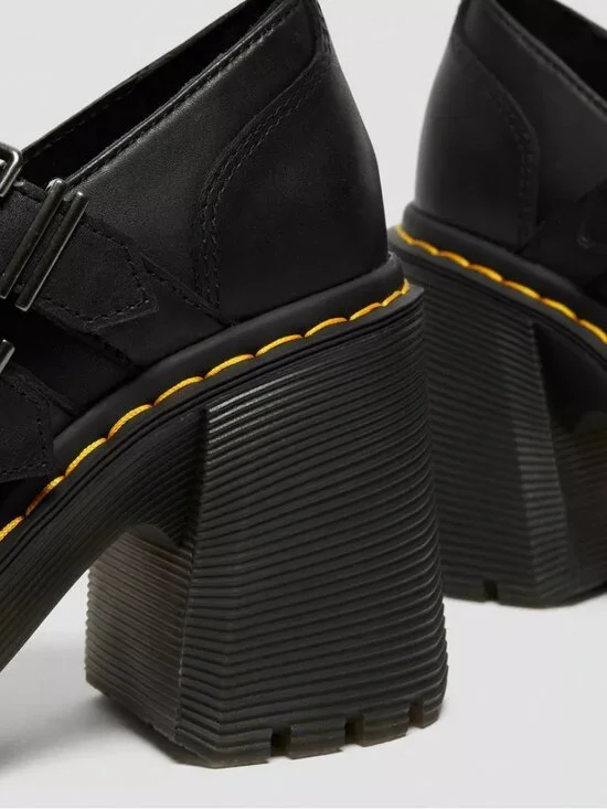 Dr. Martens Eviee Platform Leather Heeled Shoes NEW IN BOX 41 Size 9 Black - Picture 10 of 15